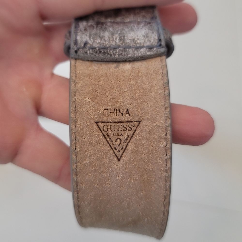 Vintage Guess Rhinestone Leather Belt - Picture 4 of 7